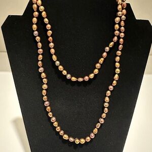 Brown pearl necklace and bracelet set
